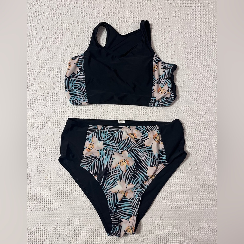Floral and Black Bikini